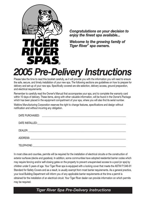 TIGER RIVER CASPIN OWNER'S MANUAL Pdf Download